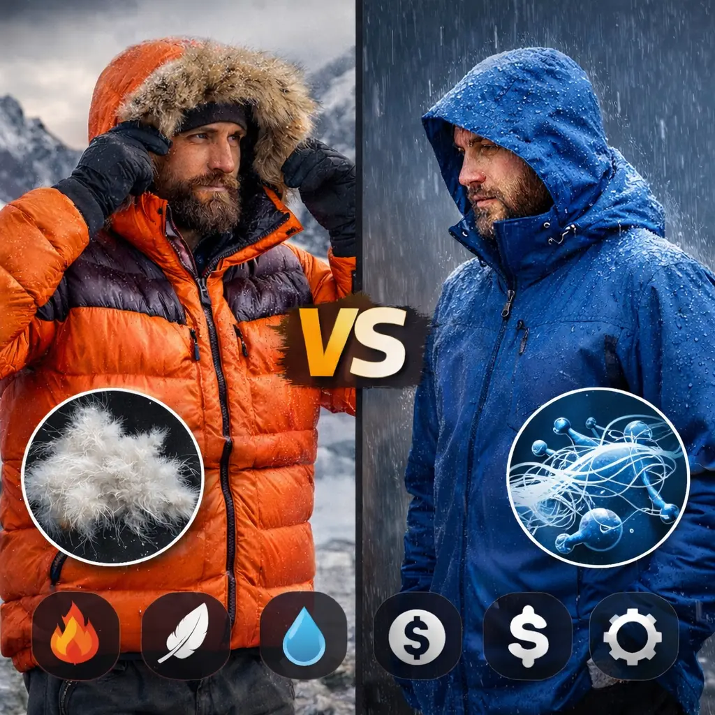 تفاوت کاپشن پر و الیاف | کدام برای اسکی و کوهنوردی بهتر است؟