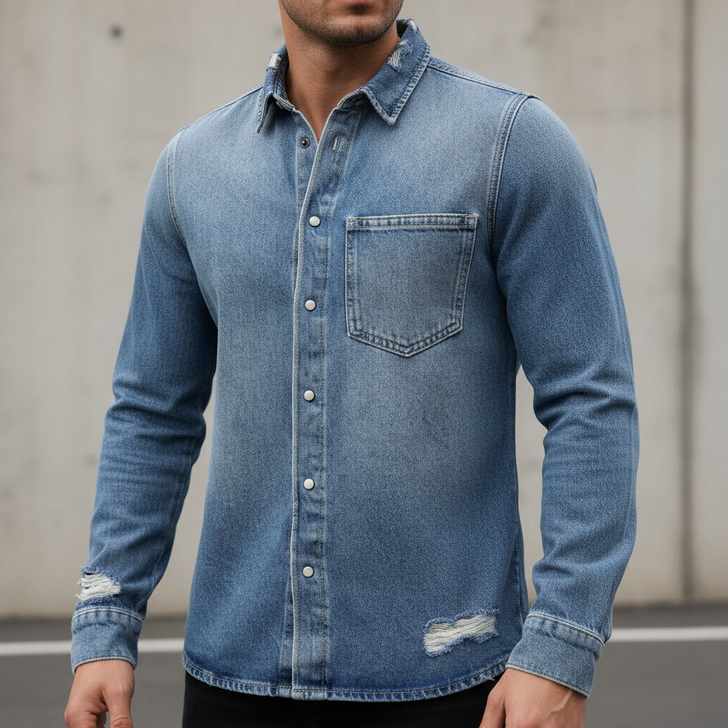 پیراهن جین مردانه زارا اورجینال | 100٪ نخ | استوک مارکباز
