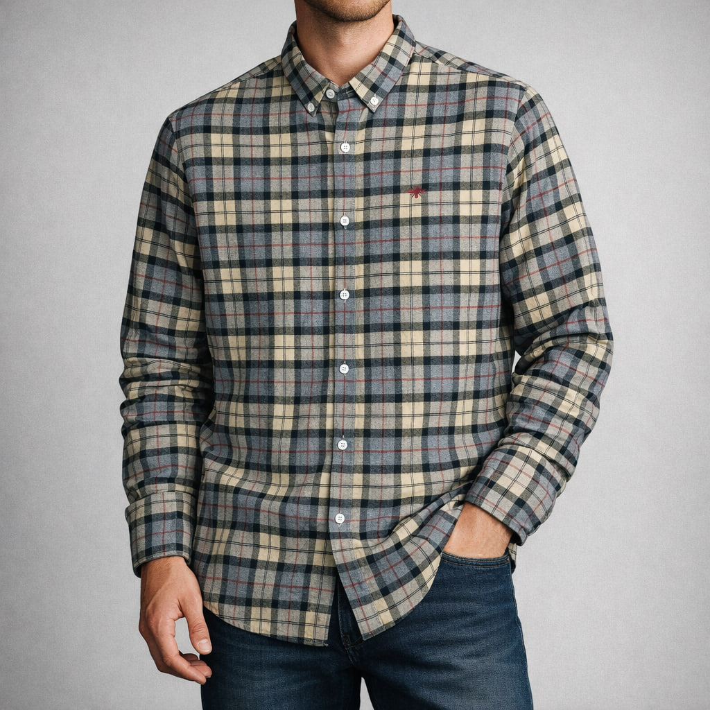 پیراهن پشمی چهارخانه مردانه  استوک اورجینال | سایزM - استوک مارکباز