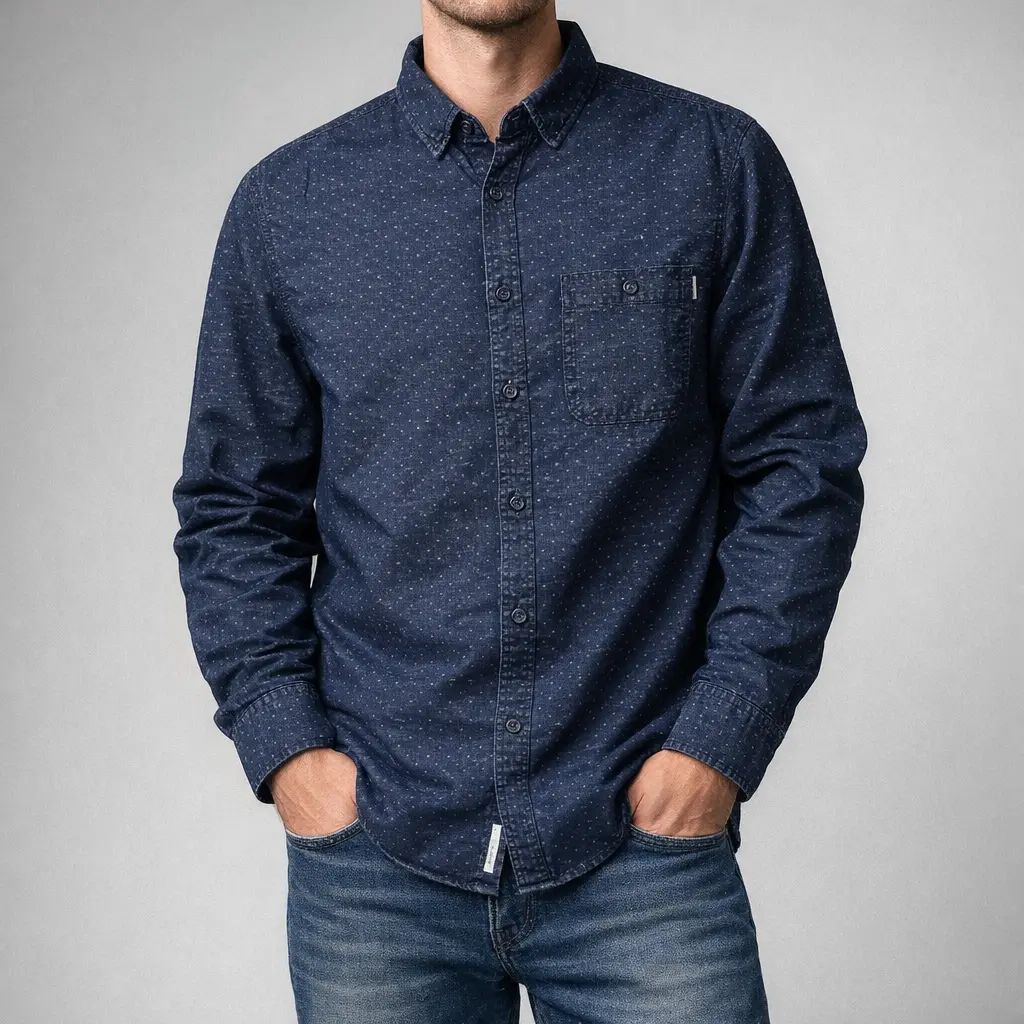 پیراهن جین مردانه استوک اورجینال | طرح‌دار | استوک مارک باز