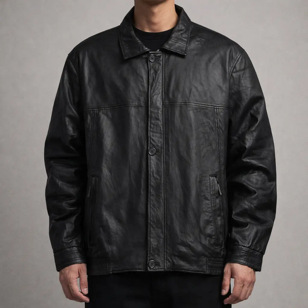 کاپشن چرم گاوی مردانه اصل David Moore | سایز XXL | استوک مارک باز