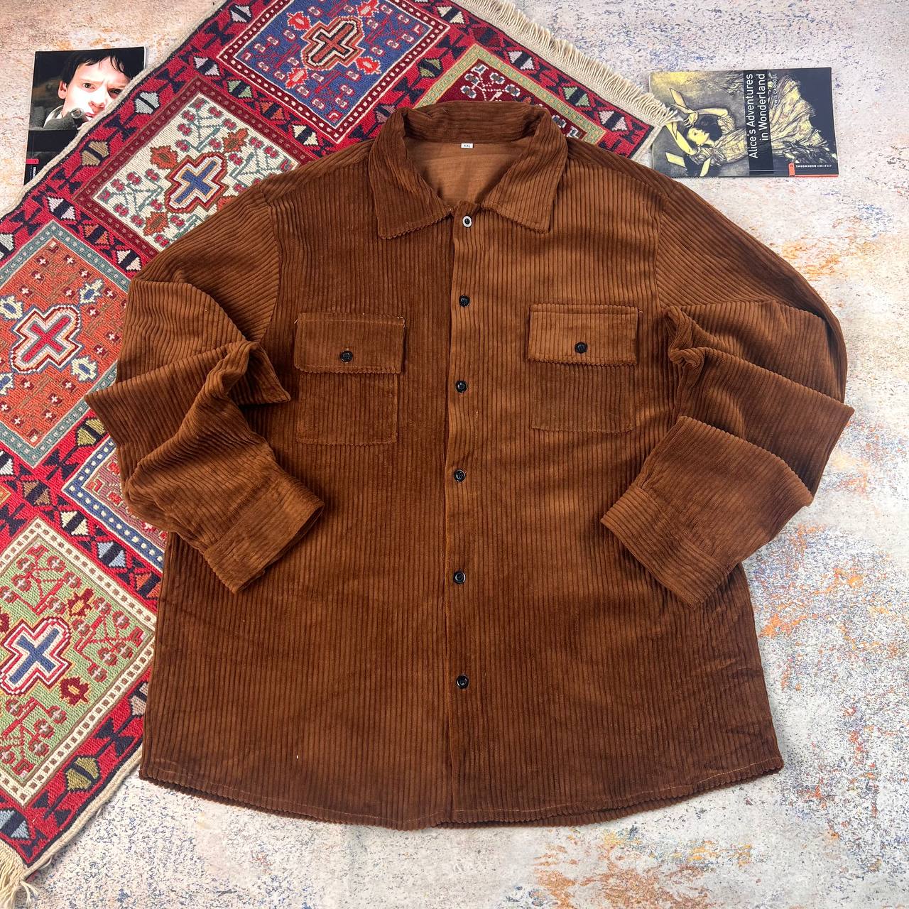 پیراهن مخمل کبریتی مردانه استوک سایز XL- استوک مارک باز