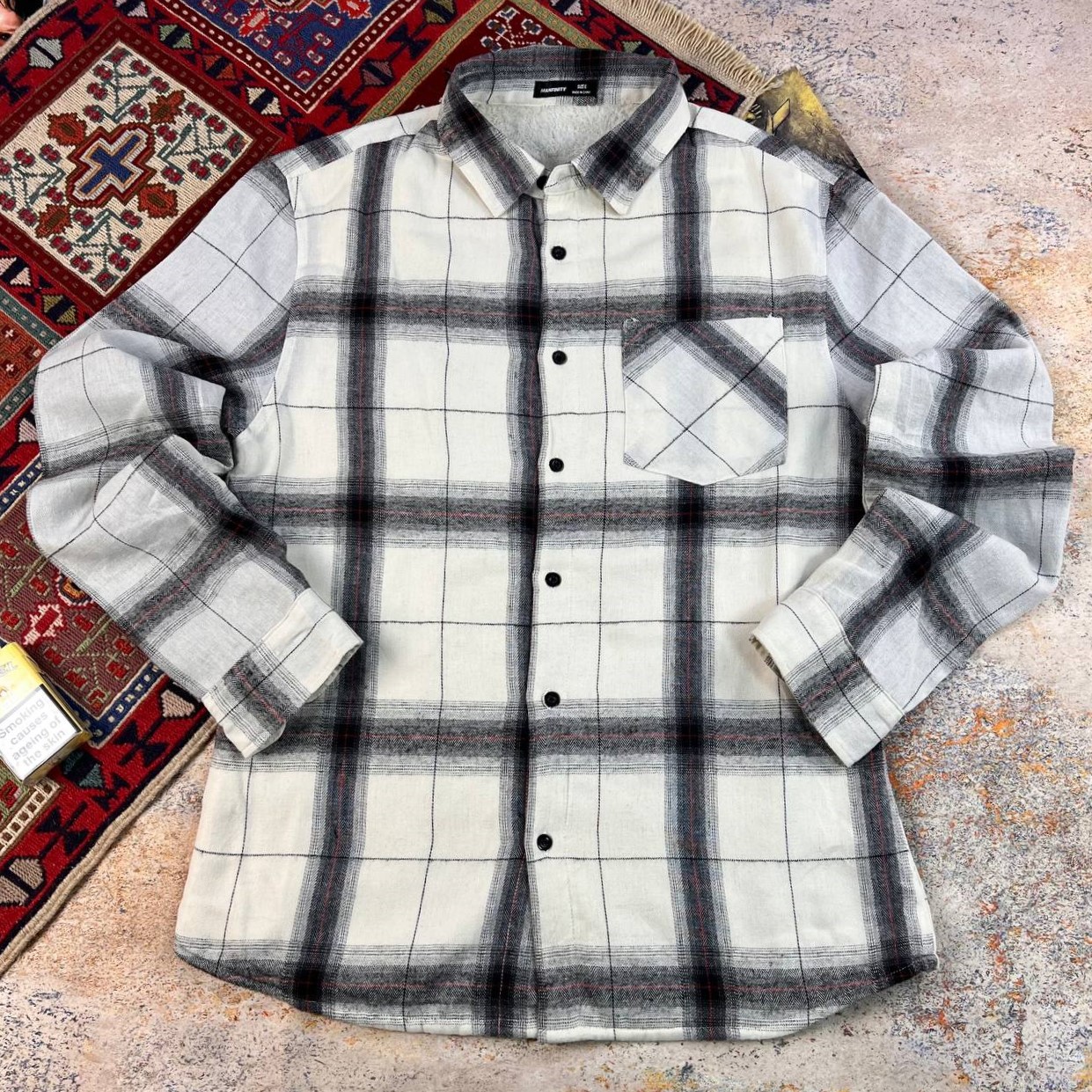 پیراهن پشمی چهارخانه  خزدار مردانه استوک اورجینال -استوک مارکباز