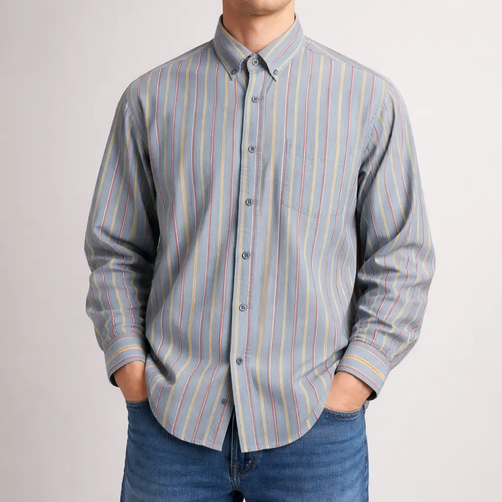 پیراهن نخی مردانه راه‌راه- برند HENIIS | استوک اورجینال -استوک مارکباز