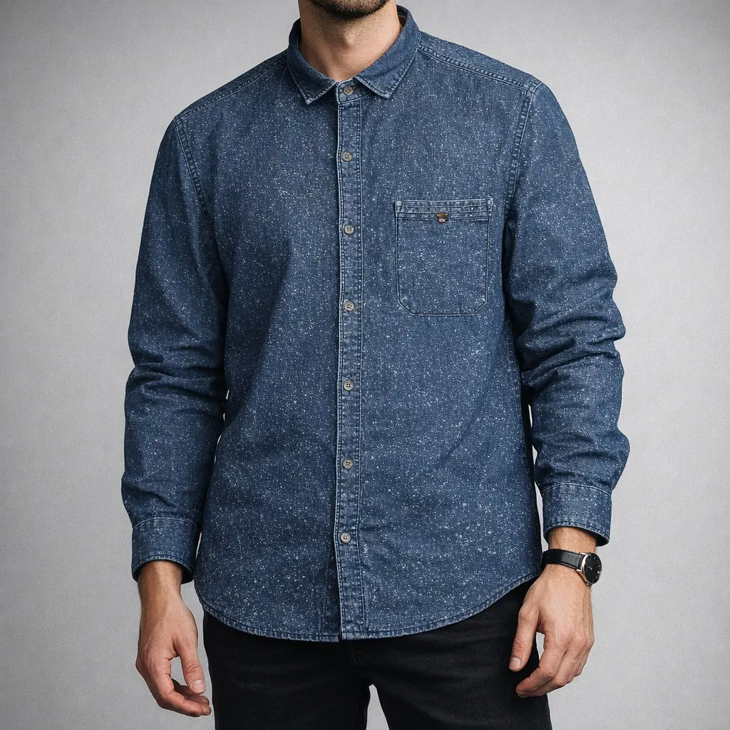 پیراهن جین کتان مردانه استوک اورجینال | 100٪ کتان -  استوک مارک باز