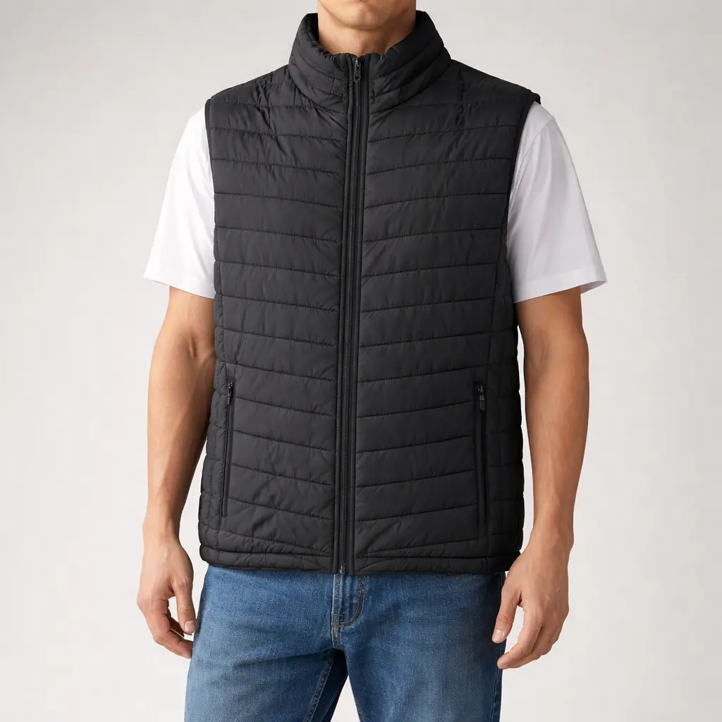 جلیقه پافر مردانه ریز  الیاف  سایز L | استوک اورجینال  – استوک مارک باز