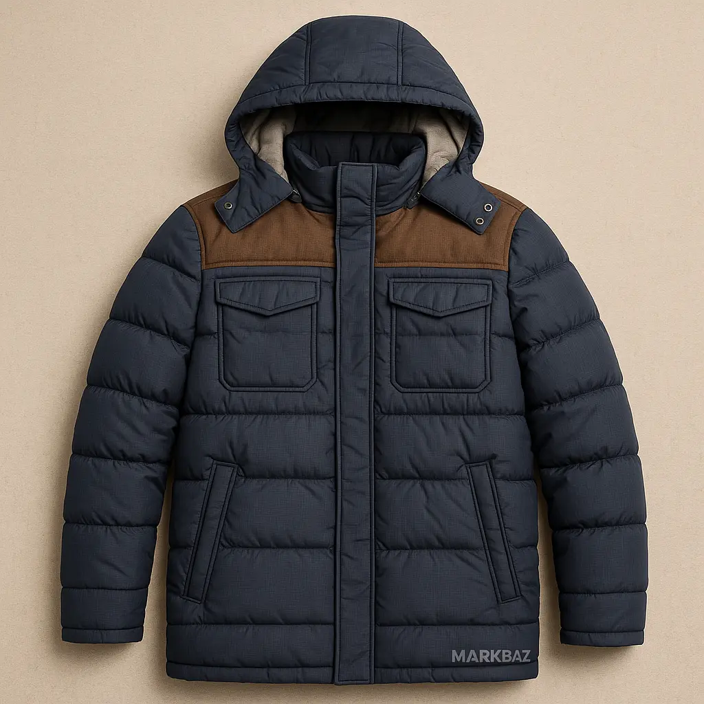 کاپشن استوک اورجینال Henry Cotton’s با پر واقعی | استوک اورجینال