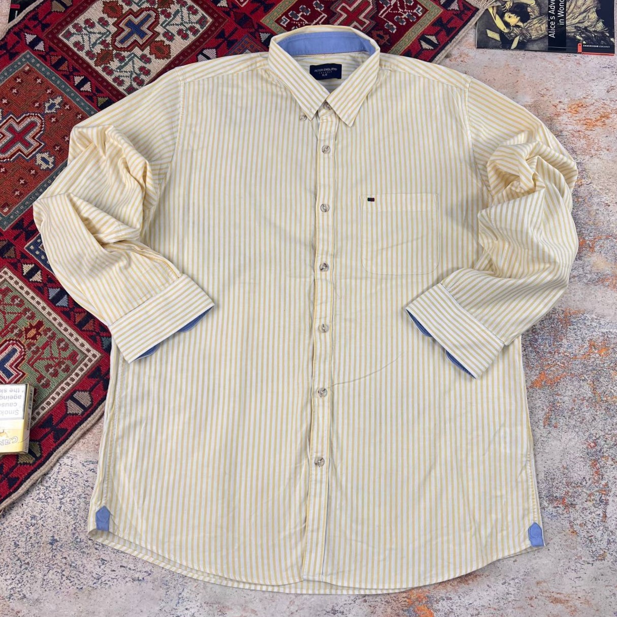 پیراهن مردانه راه‌راه Peter England سایز XL | استوک اورجینال - استوک مارک باز