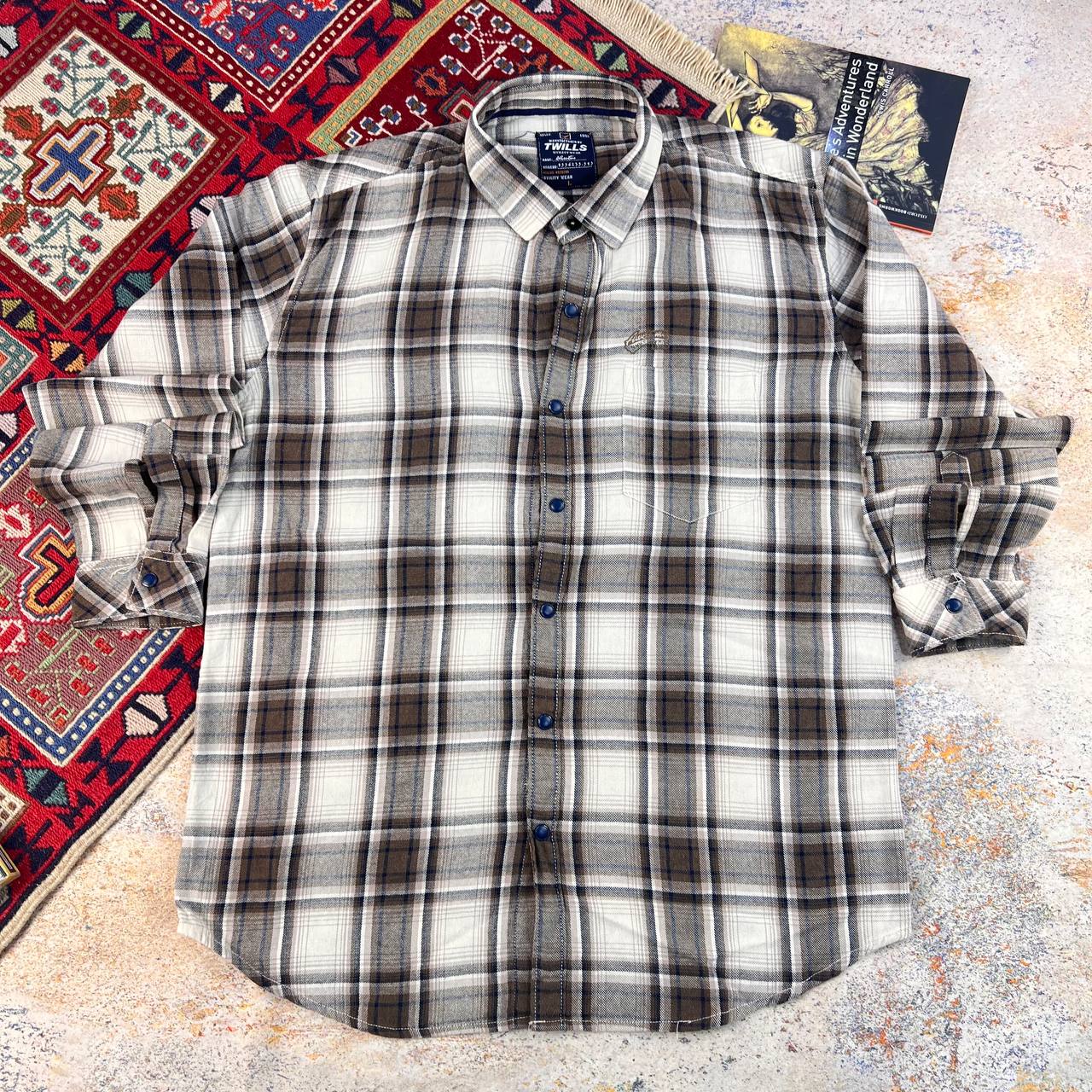 پیراهن چهارخانه مردانه Twills استوک اورجینال -سایز L-استوک مارکباز