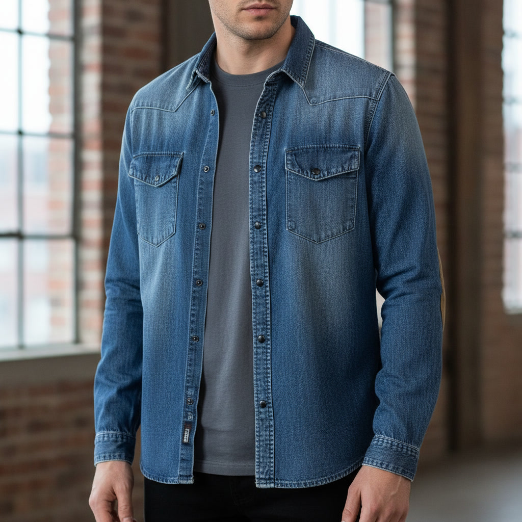 پیراهن جین مردانه H&M اصل |، 100٪ کتان، | استوک مارکباز