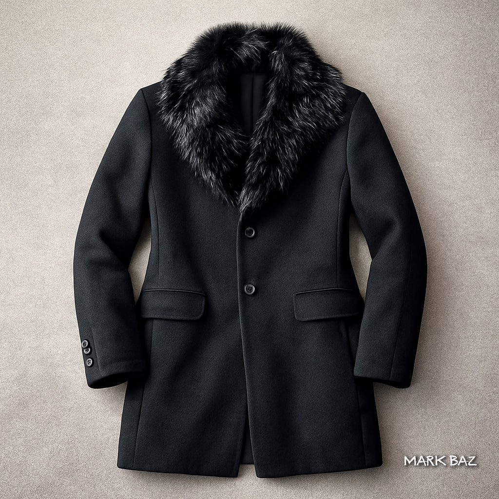 پالتو پشمی یقه‌خز مردانه ایتالیایی | کیفیت لوکس استوک مارکباز