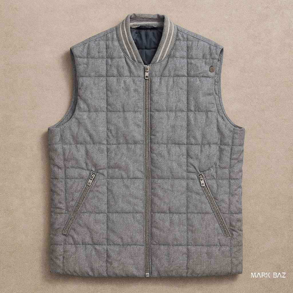 پافر مردانه H&M مدل بدون آستین خاکستری – | استوک مارکباز