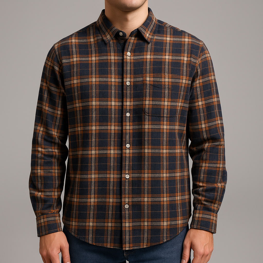 پیراهن پشمی نازک چهارخانه مردانه C&A اورجینال سایز L | استوک مارک باز