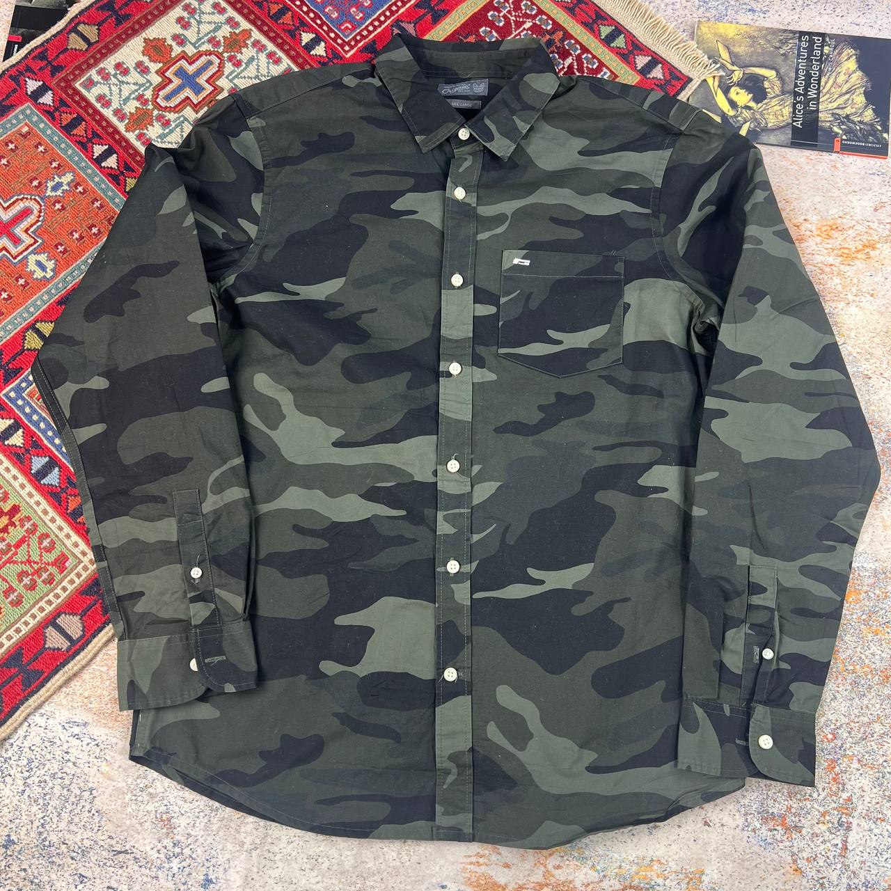 پیراهن چریکی  استوک اورجینال Jack & Jones سایز L -استوک مارک باز