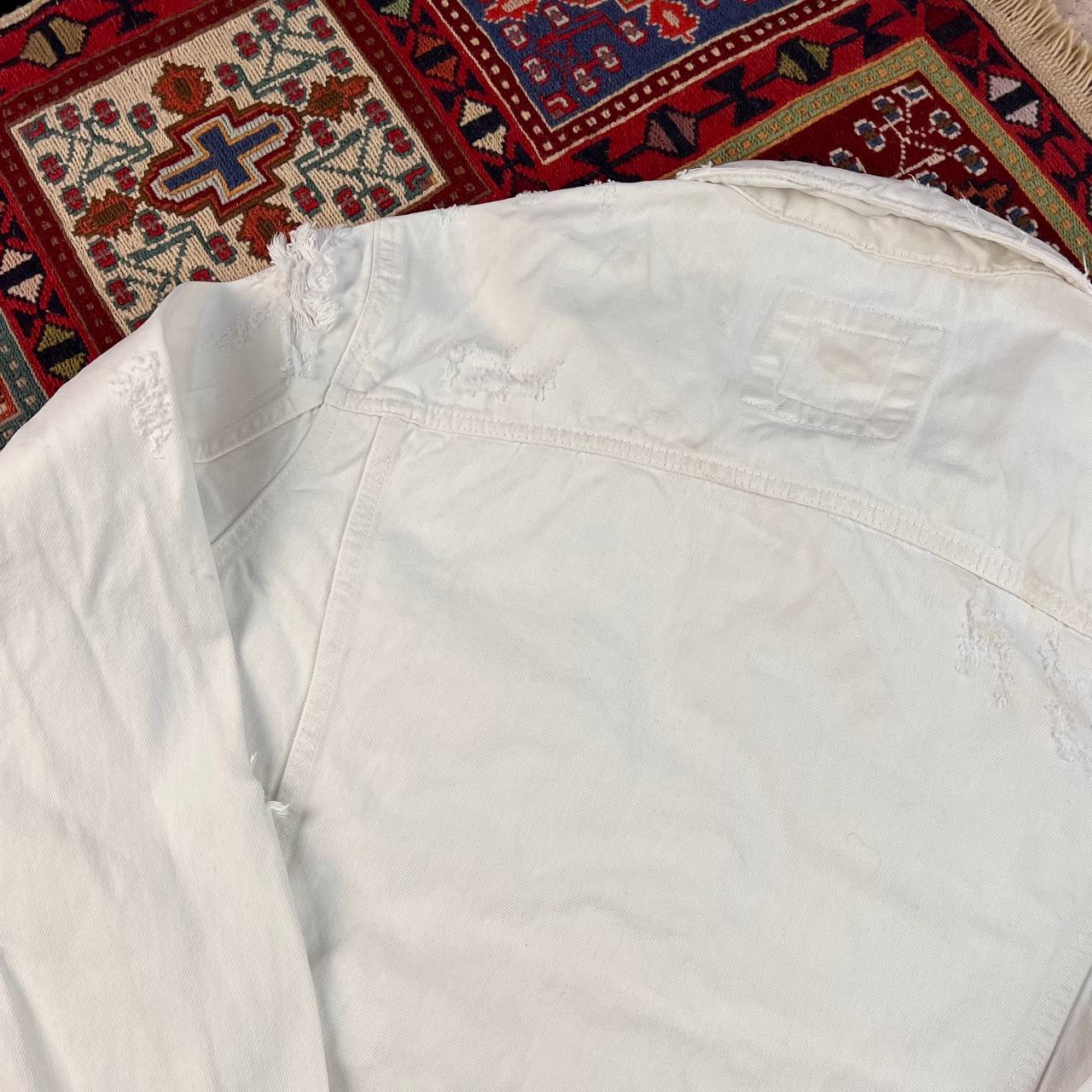 کاپشن جین سفید  ZARA سایز XL | استوک اورجینال -استوک مارک‌ باز
