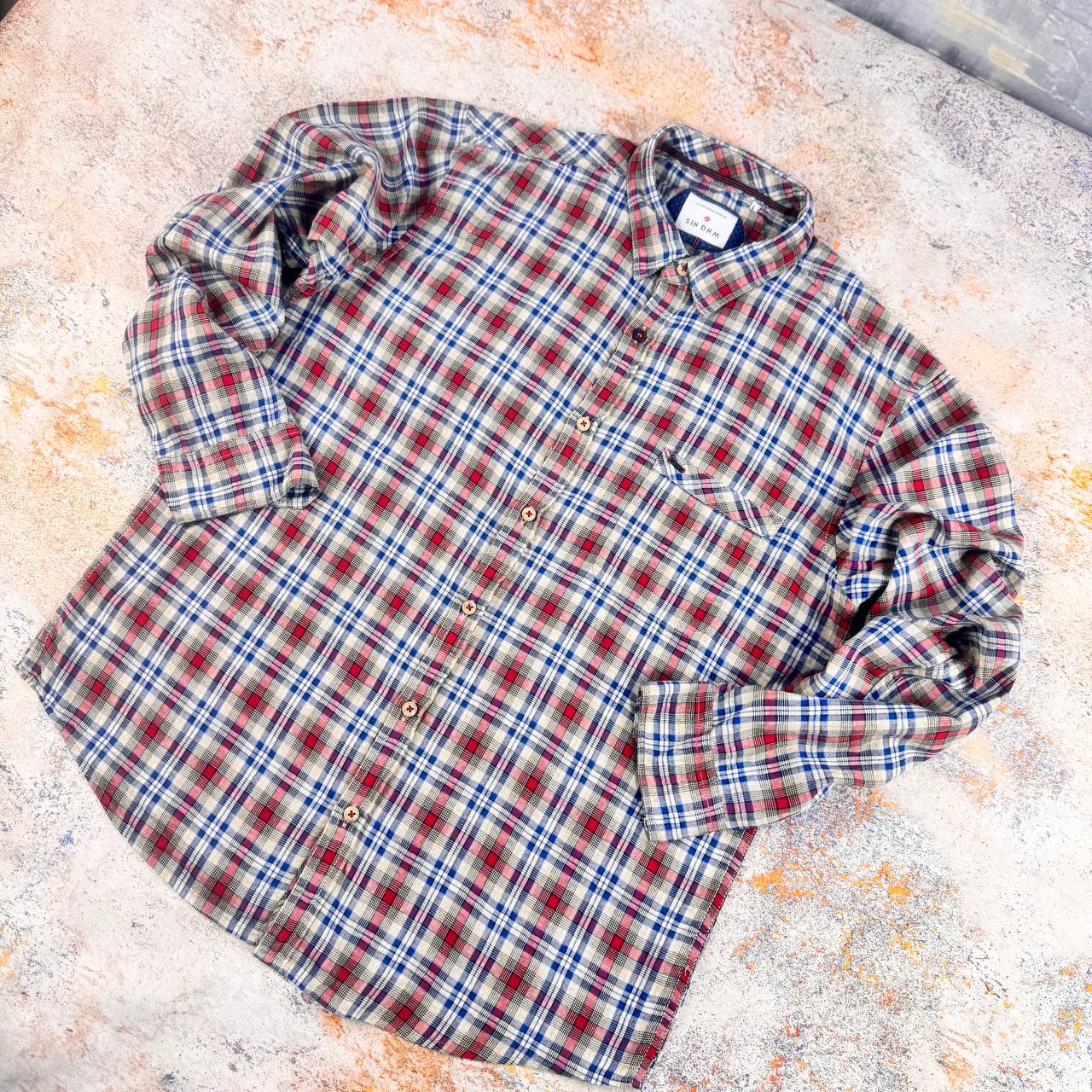 پیراهن پشمی  چهارخانه مردانه استوک اورجینال- سایز L | استوک مارکباز