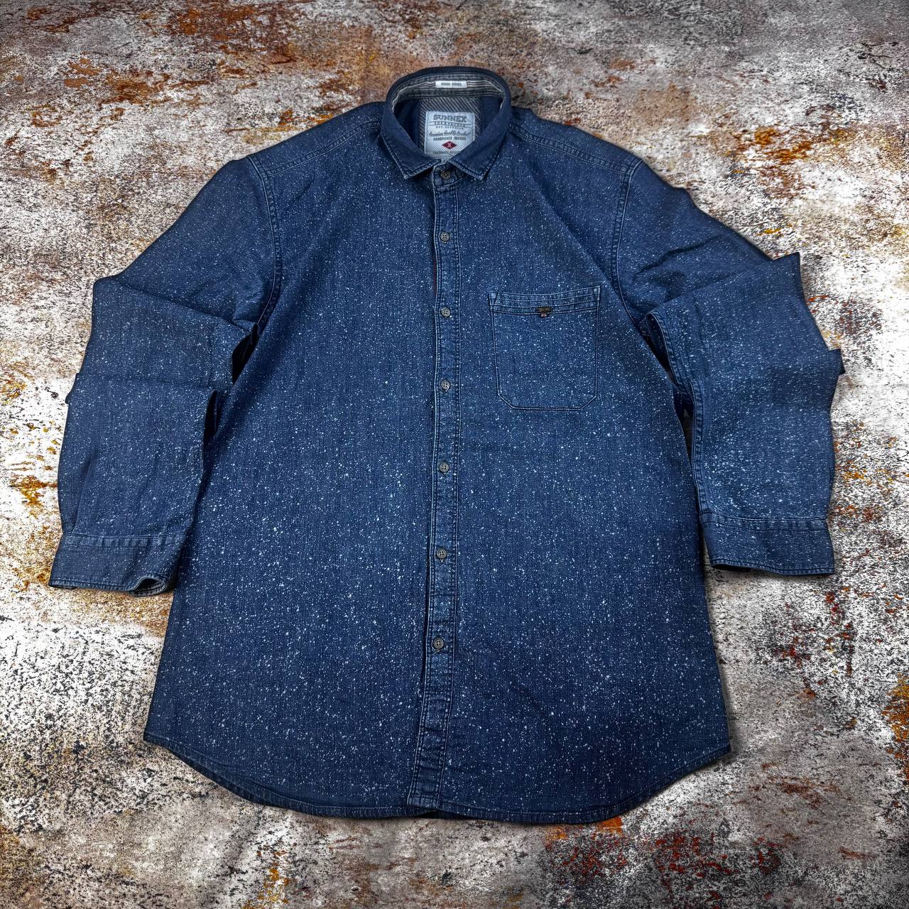 پیراهن جین کتان مردانه استوک اورجینال | 100٪ کتان -  استوک مارک باز