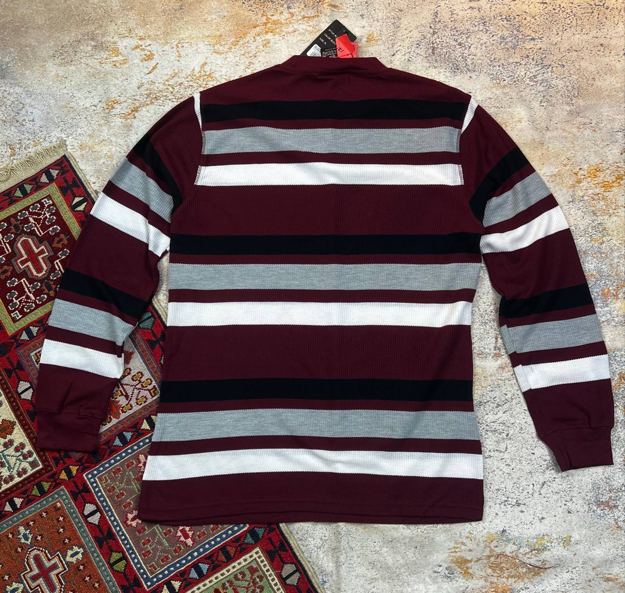 سویشرت بافت‌دار راه‌راه مردانه استوک | سایز XL استوک مارک باز