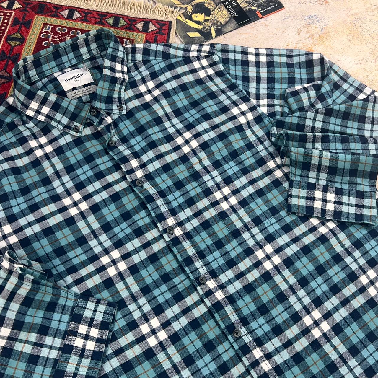 پیراهن چهارخانه مردانه استوک اورجینال Goodfellow - استوک مارک باز