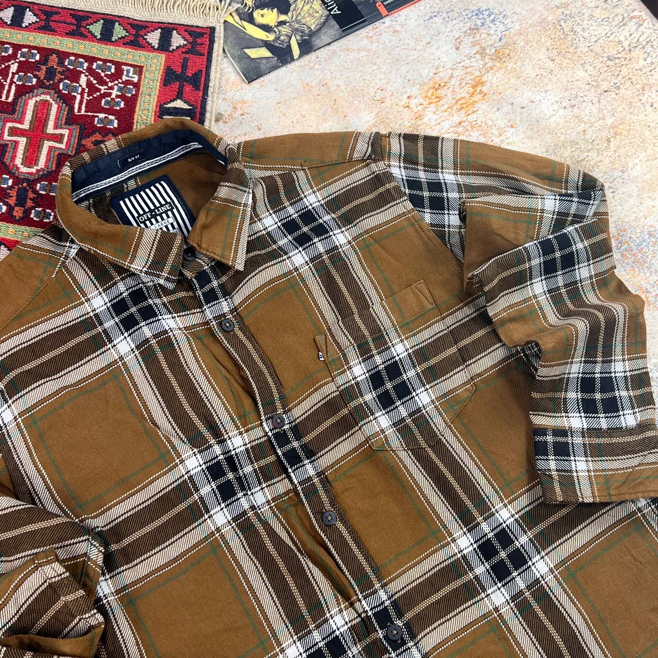 پیراهن چهارخانه مردانه OFF-LINE سایز L | استوک اورجینال -استوک مارک باز