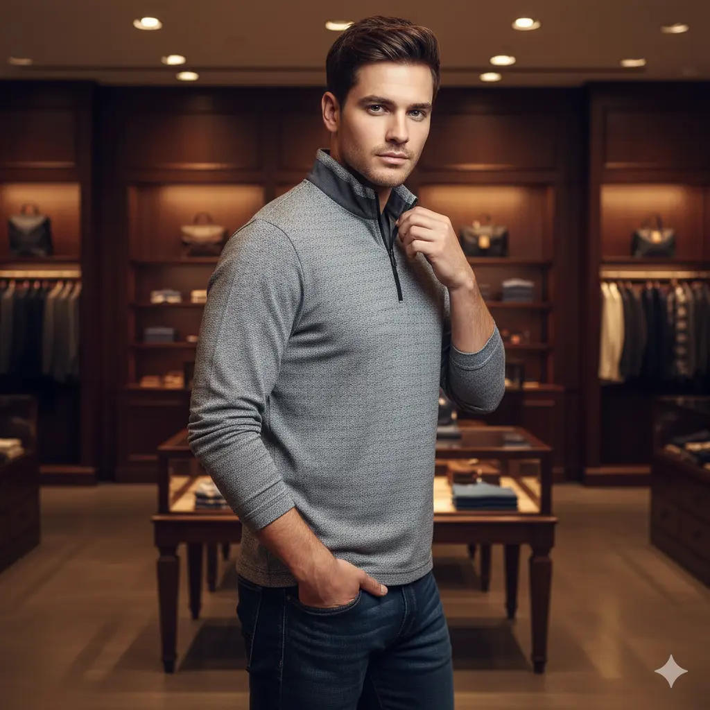 نیم‌زیپ مردانه  استوک اورجینال –  100٪ پنبه – سایز L | استوک مارک باز