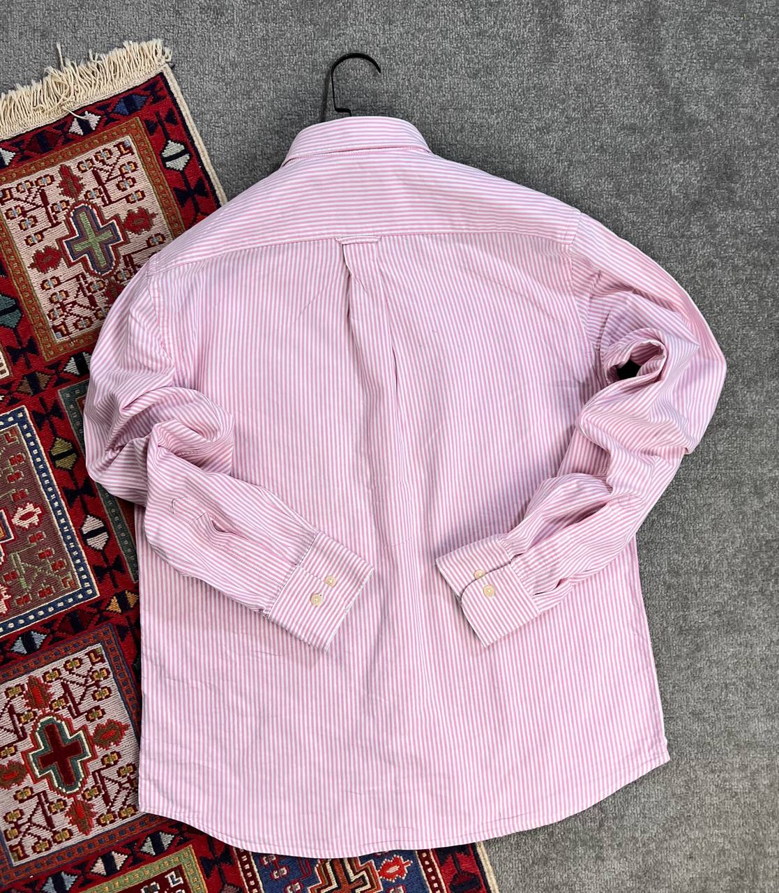 پیراهن صورتی راه‌راه مردانه استوک اورجینال U.S. POLO ASSN | استوک مارک باز