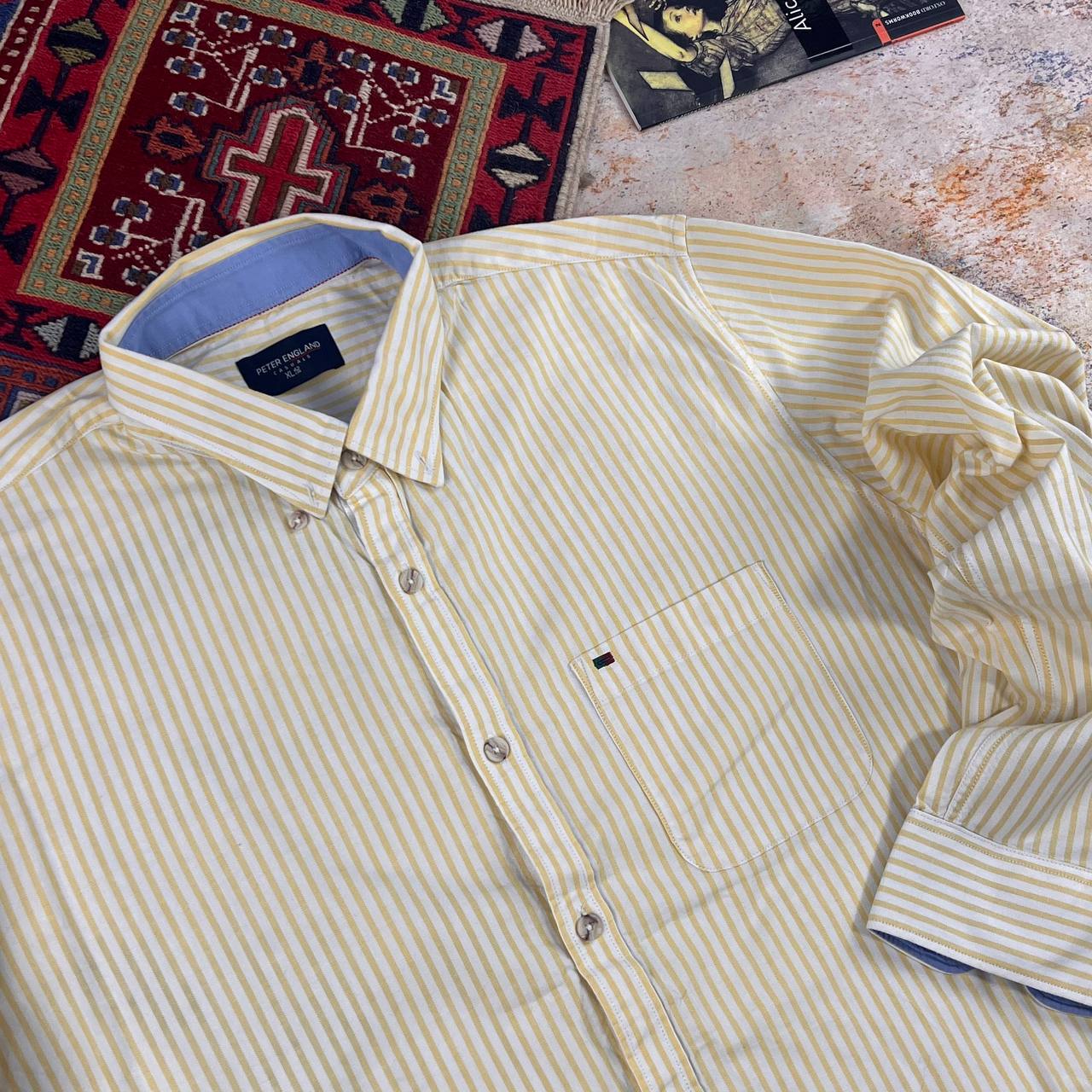 پیراهن مردانه راه‌راه Peter England سایز XL | استوک اورجینال - استوک مارک باز