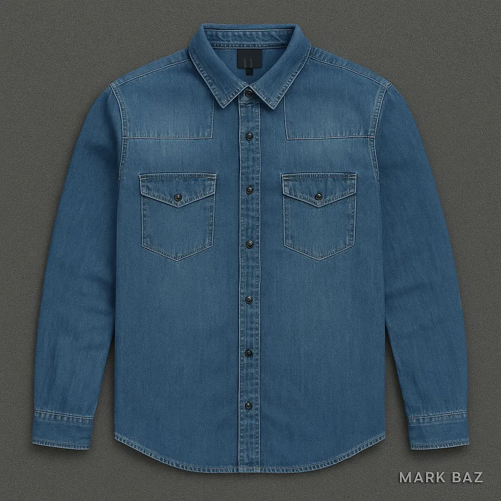 پیراهن جین مردانه H&M اصل |، 100٪ کتان، | استوک مارکباز