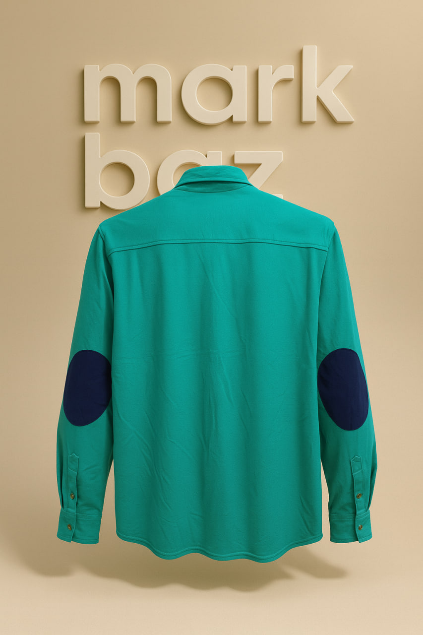 پیراهن کتان پشمی چهارفصل مردانه سبز فیروزه‌ای HAMMERSMITH اورجینال برند آمریکایی | آستین بلند، پارچه 100% کتان ضخیم و مقاوم، مناسب استایل اسپرت و روزانه با ضمانت اصالت