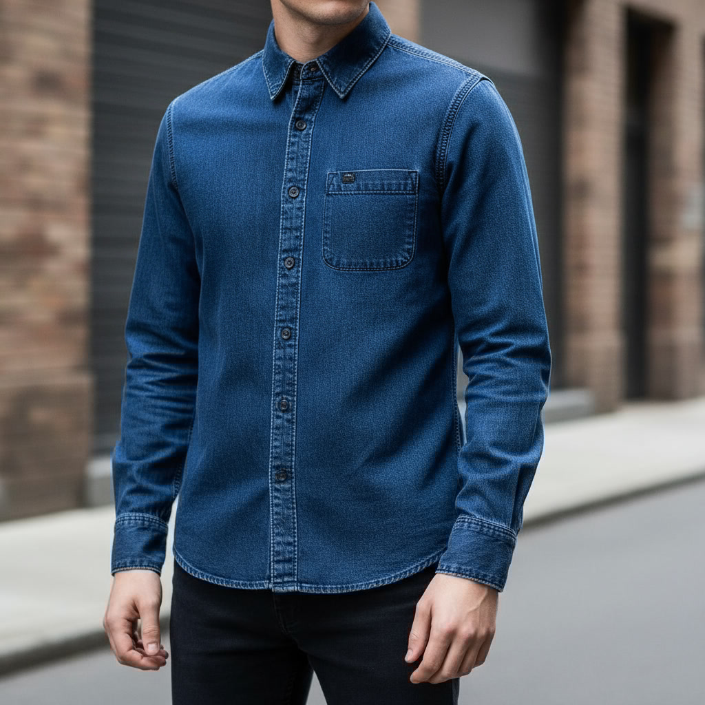 پیراهن جین برشکا (Bershka Denim) مردانه؛ فیت Regular و ایندیگو