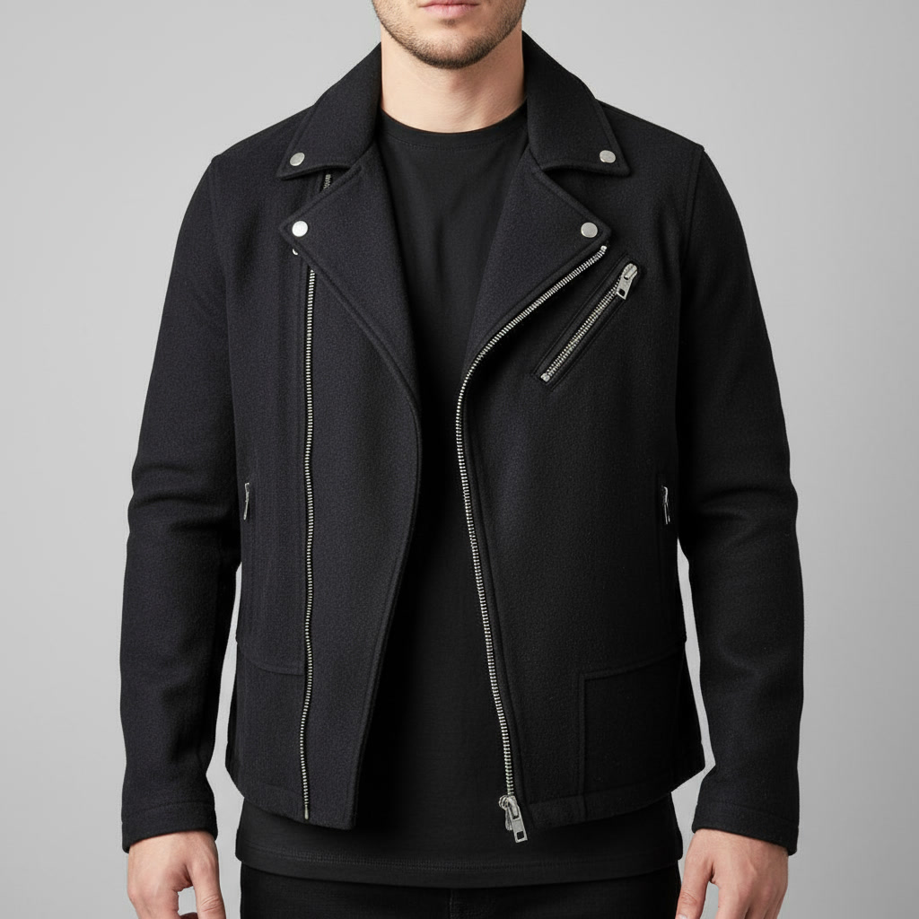 کت پشمی مردانه Last Night Parade با طراحی زیپی مدل موتورسواری