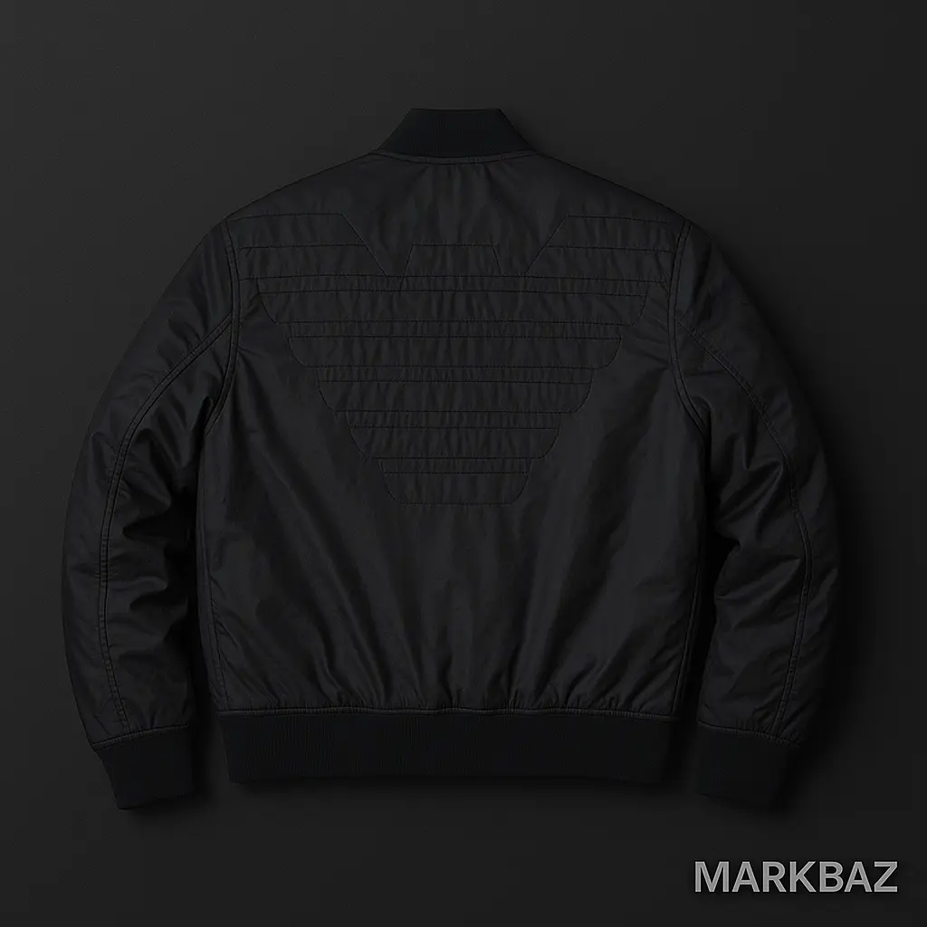 کت بمبر ریورسبل Emporio Armani اورجینال مشکی/نارنجی سایز L – برند ایتالیایی