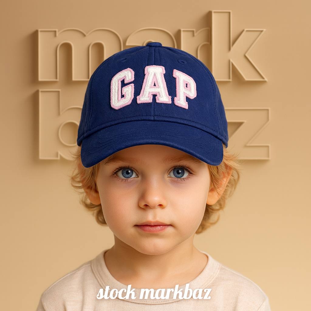 کلاه بچه‌گانه استوک برند GAP | مدل کلاسیک سرمه‌ای با لوگوی برجسته