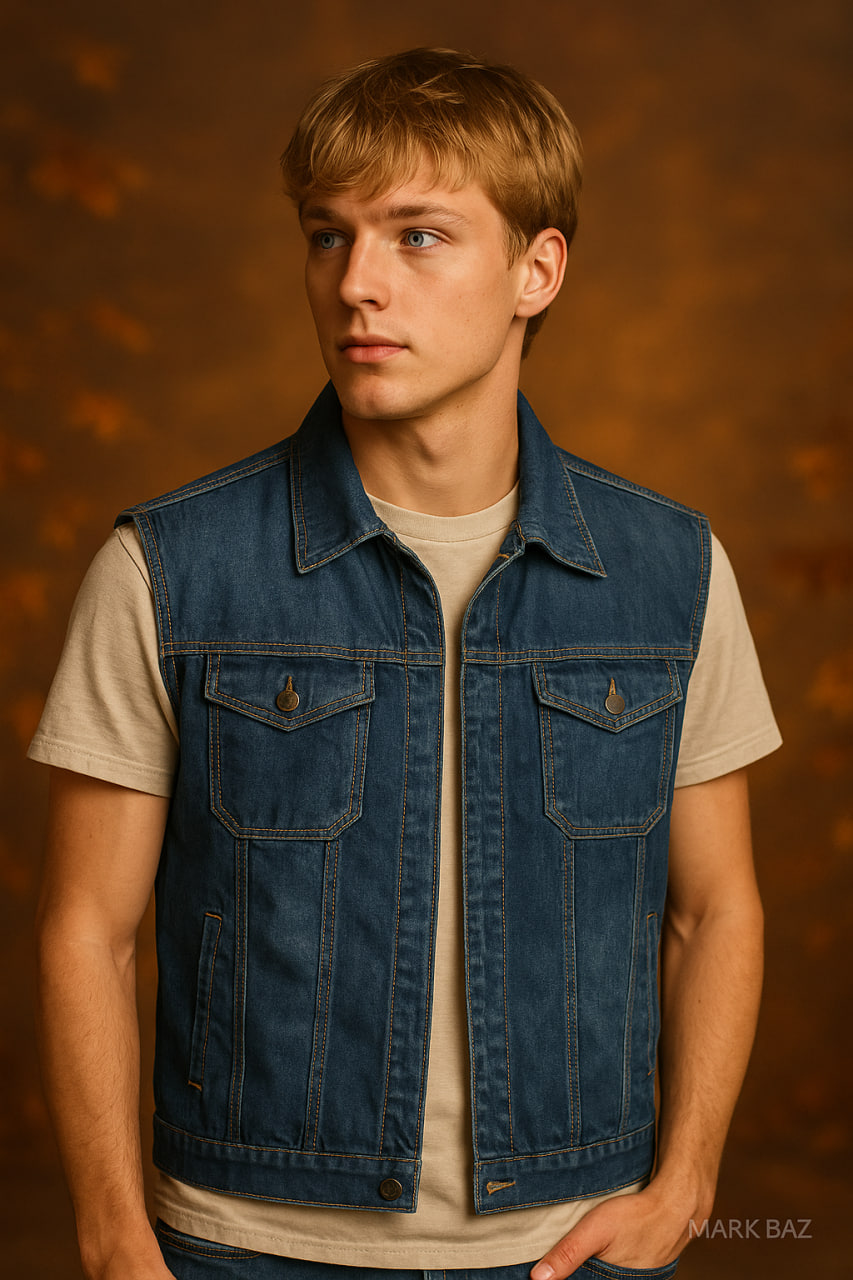 جلیقه جین مردانه و زنانه لی‌کوپر (Lee Cooper) اورجینال – رنگ آبی سنگشور کلاسیک