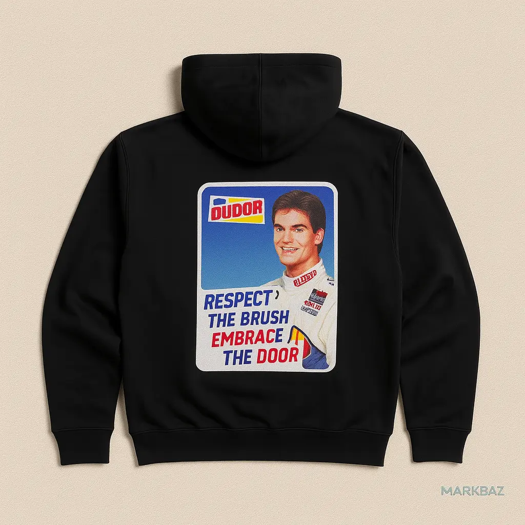 هودی مشکی طرح‌دار نوستالژیک آمریکایی RAMO سایز XL | استوک مارک باز