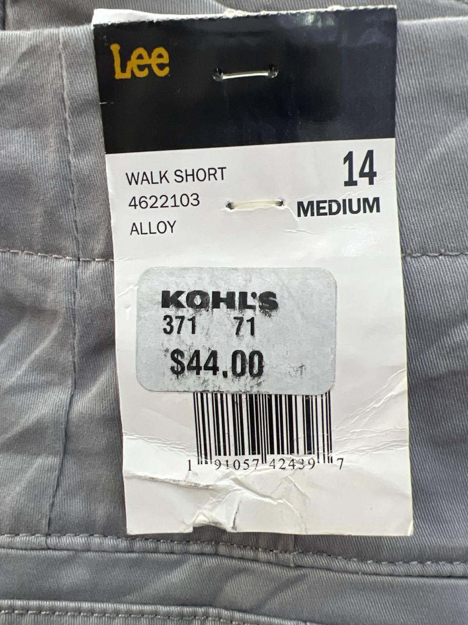 "شلوارک مردانه کتان Lee اورجینال – ساخت بنگلادش، رنگ خاکستری روشن با ضمانت آکبند بودن"