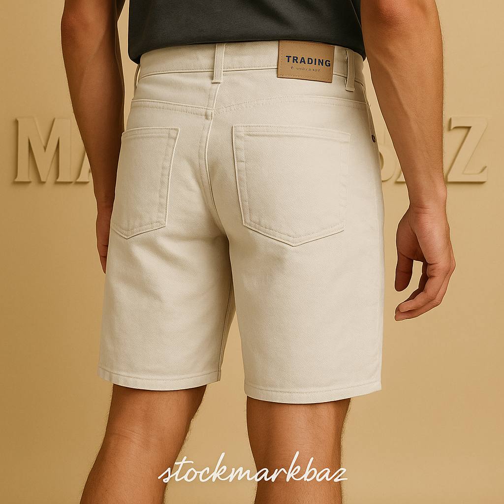 خرید شلوارک جین آمریکایی سفید اورجینال Western Trading | ساخت موریس با زیپ YKK ژاپن