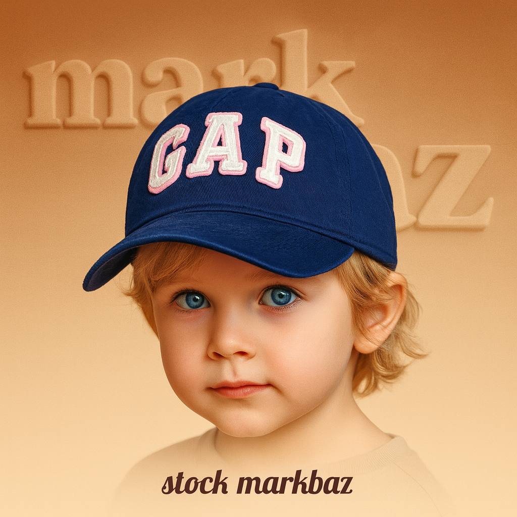 کلاه بچه‌گانه استوک برند GAP | مدل کلاسیک سرمه‌ای با لوگوی برجسته