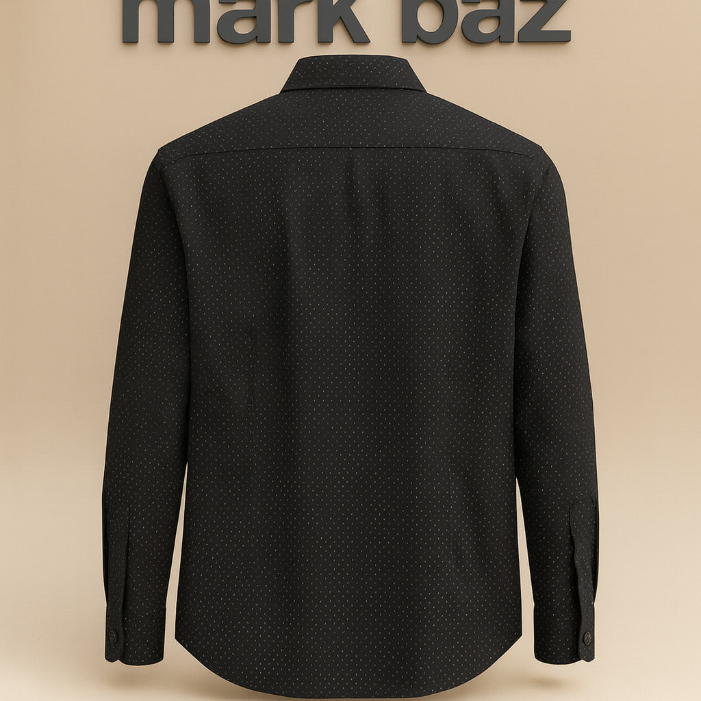 خرید پیراهن مردانه H&M مشکی خال‌خال سایز S آستین بلند | اورجینال، Slim Fit، نخی خنک و در حد آکبند