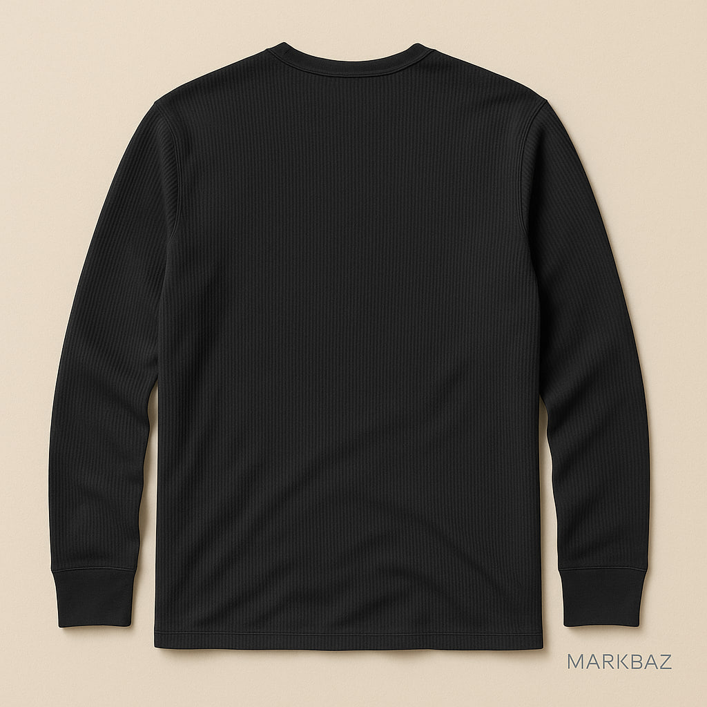 تی‌شرت آستین‌بلند (بافت) مشکی مردانه GAP مدل Waffle اورجینال