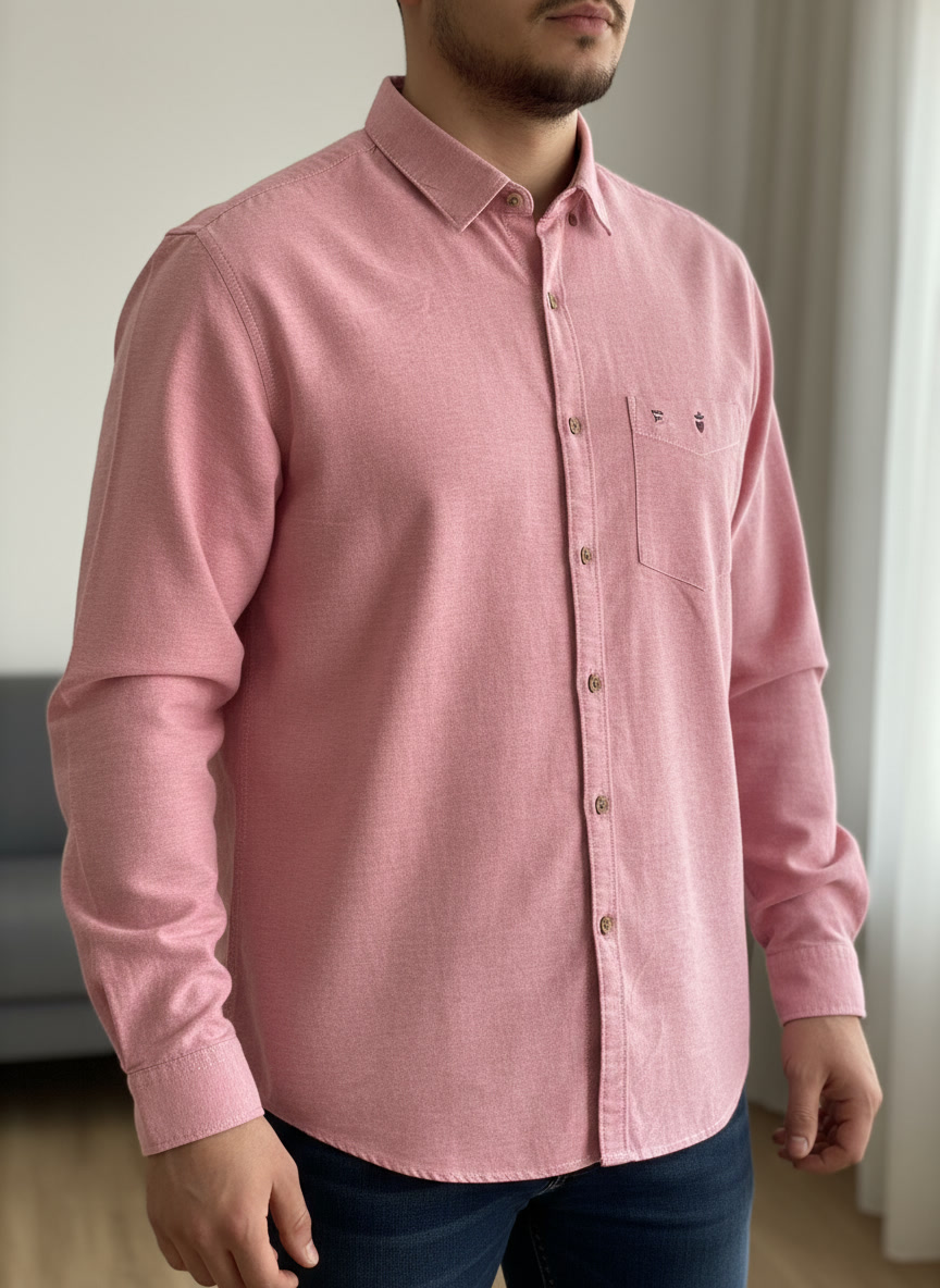 پیراهن مردانه کتان Louis Philippe رنگ صورتی چرک (اورجینال)