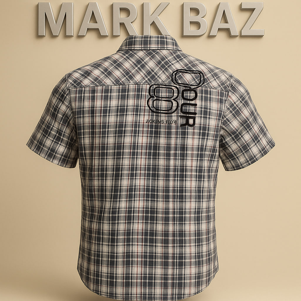 پیراهن چهارخانه مردانه اورجینال Jack & Jones دانمارک – آستین کوتاه نخی سایز مدیوم