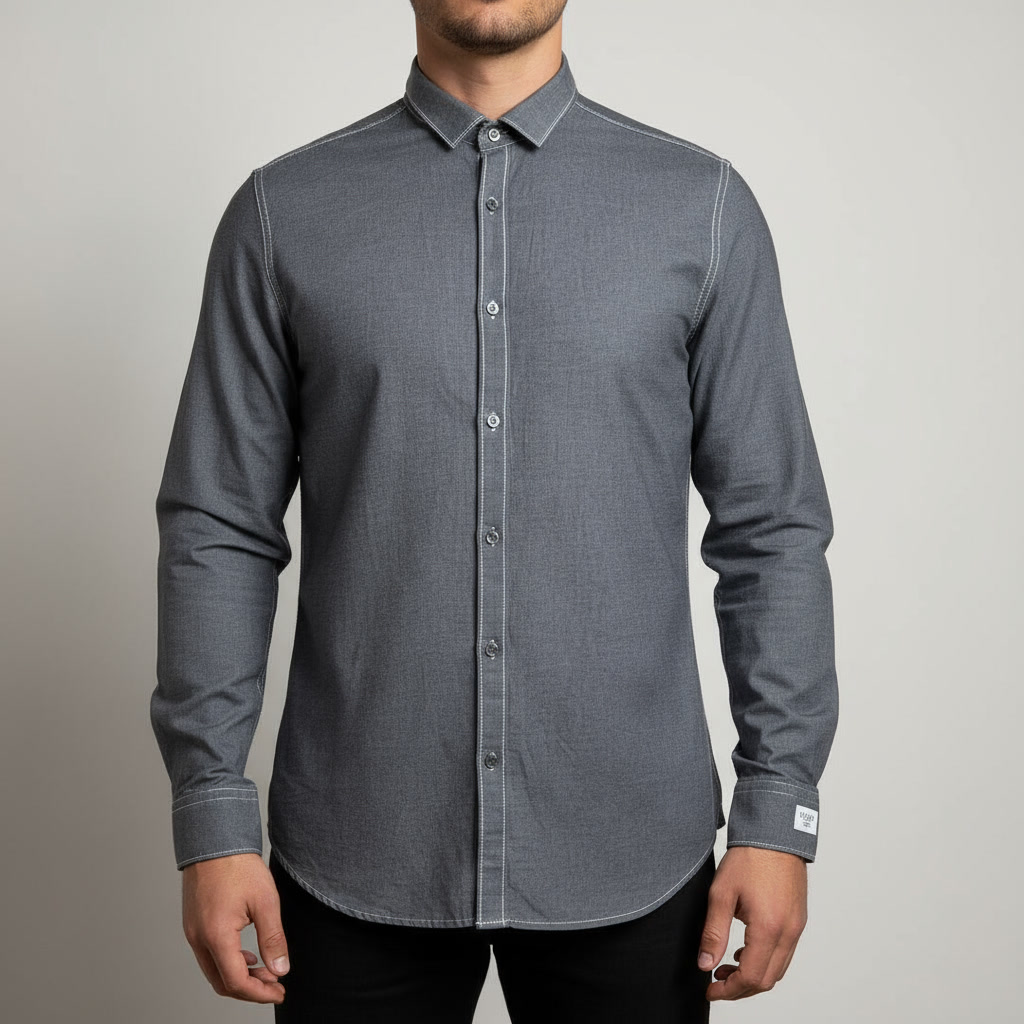 پیراهن مردانه نخی KILLER سایز L با دوخت سفید کانترست‌دار