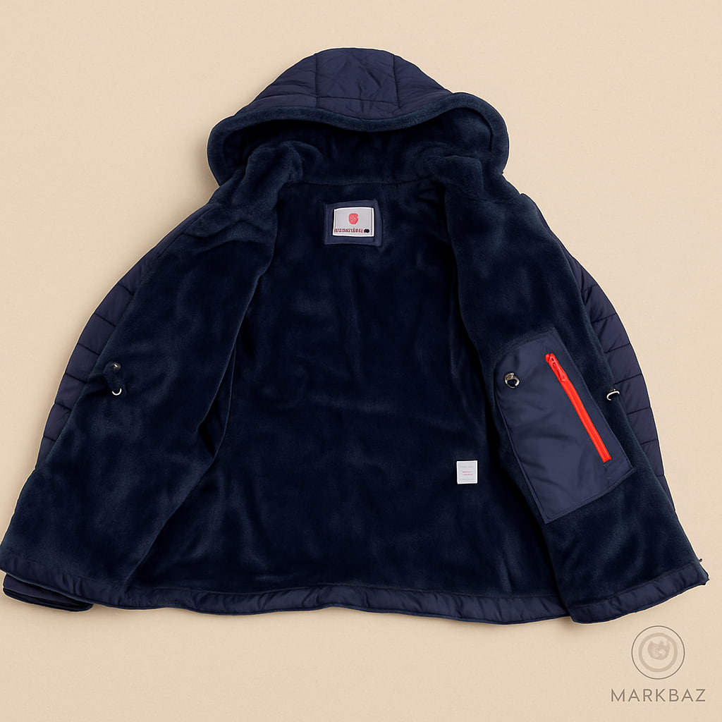 کاپشن زنانه BLISE خزدار سرمه‌ای کم کار