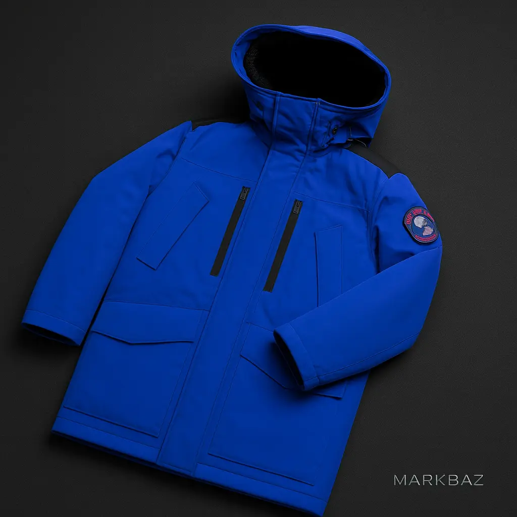 خرید کاپشن کوهنوردی  HUM مردانه آبی | گرم، ضدباد و اورجینال لارج