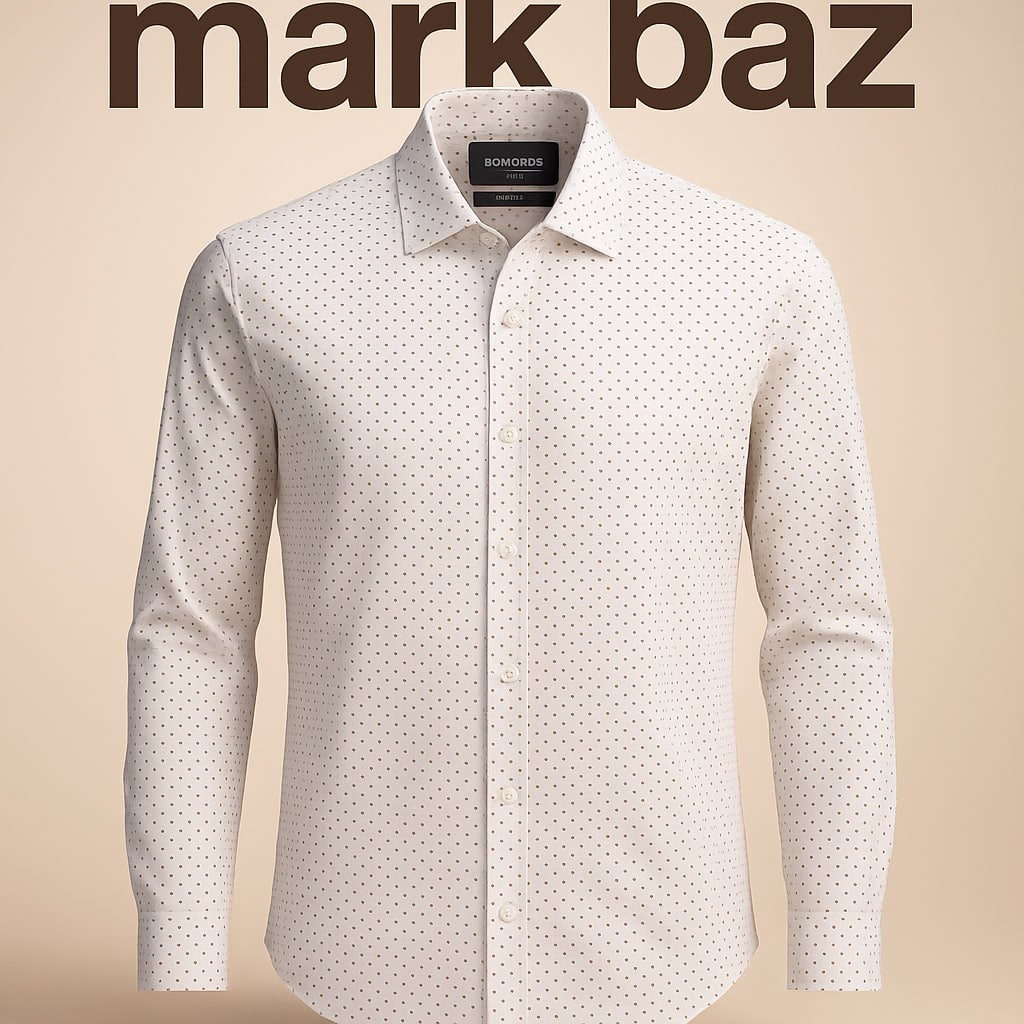 "پیراهن مردانه BONOBOS سفید خال‌خالی | استوک مارکباز، اورجینال برند امریکایی