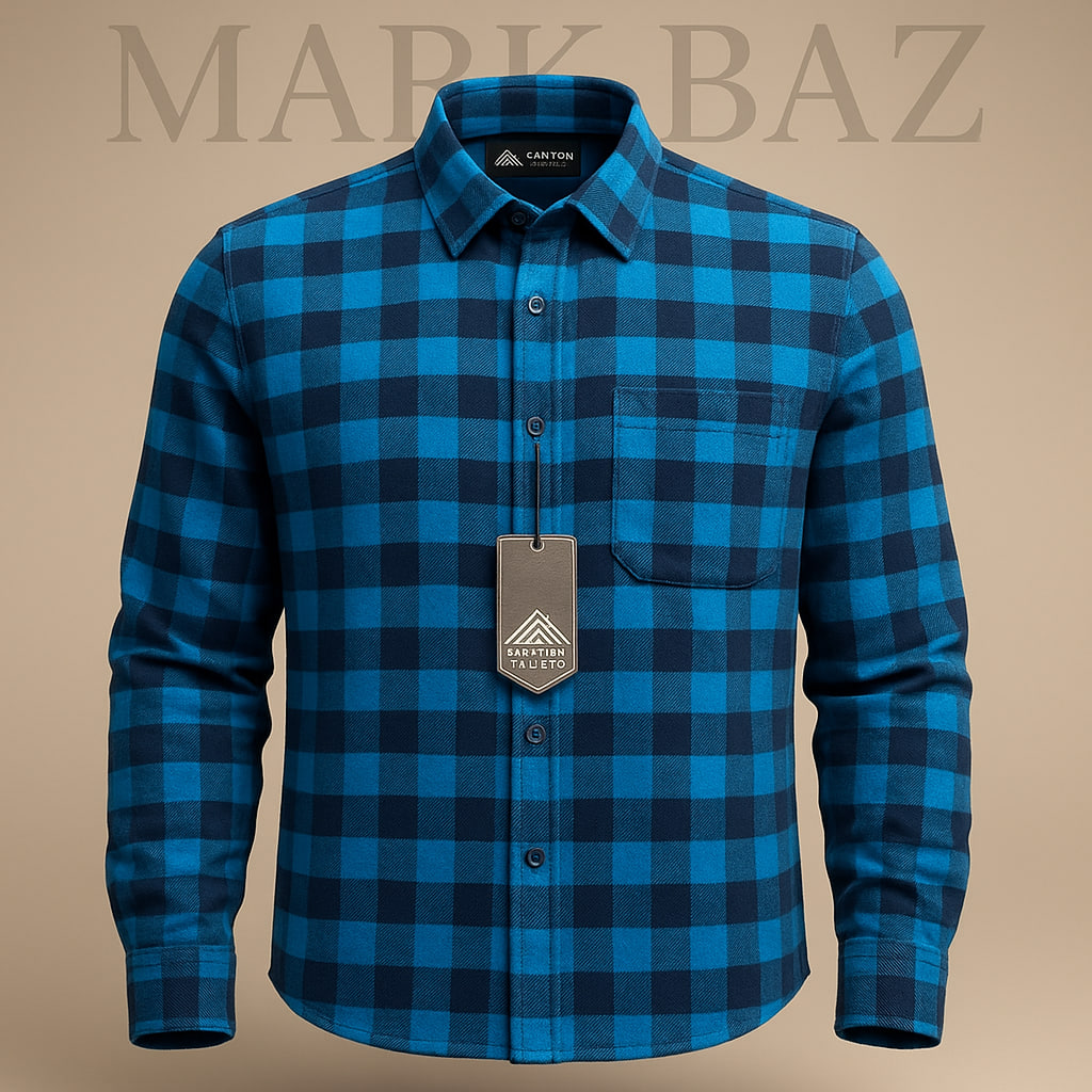 پیراهن پشمی چهارفصل  چهارخانه آبی مشکی CANYON CLUB اصل آمریکا – آکبند با ضمانت اورجینال اتییکت برندی