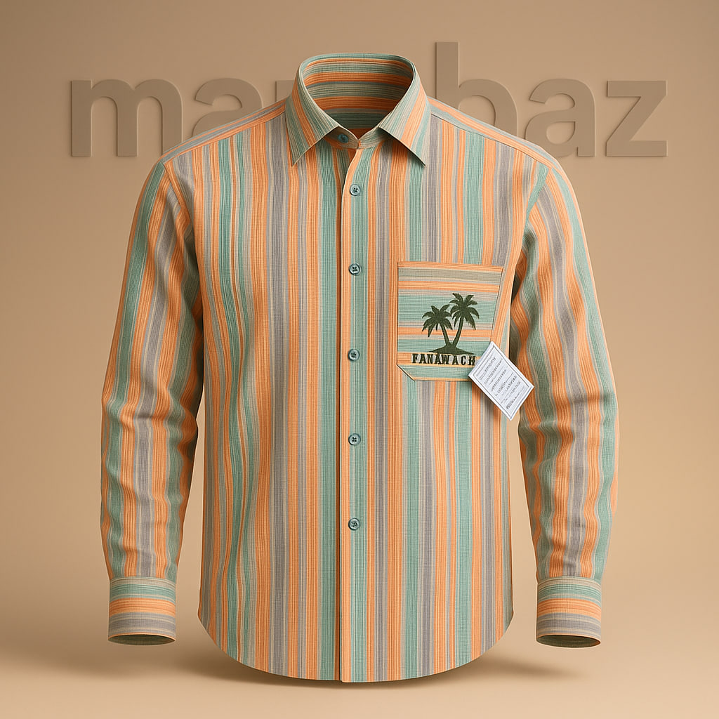 پیراهن مردانه اورجینال Carlo Colucci راه‌راه  100٪ نخی | سایز L