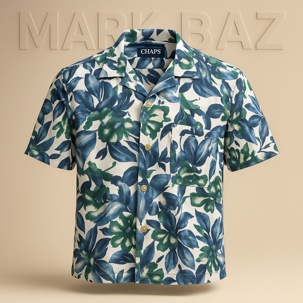 خرید پیراهن هاوایی آستین کوتاه مردانه CHAPS – برند اورجینال اروپایی با دوخت هند و پارچه خنک تابستانی ضد حساسیت