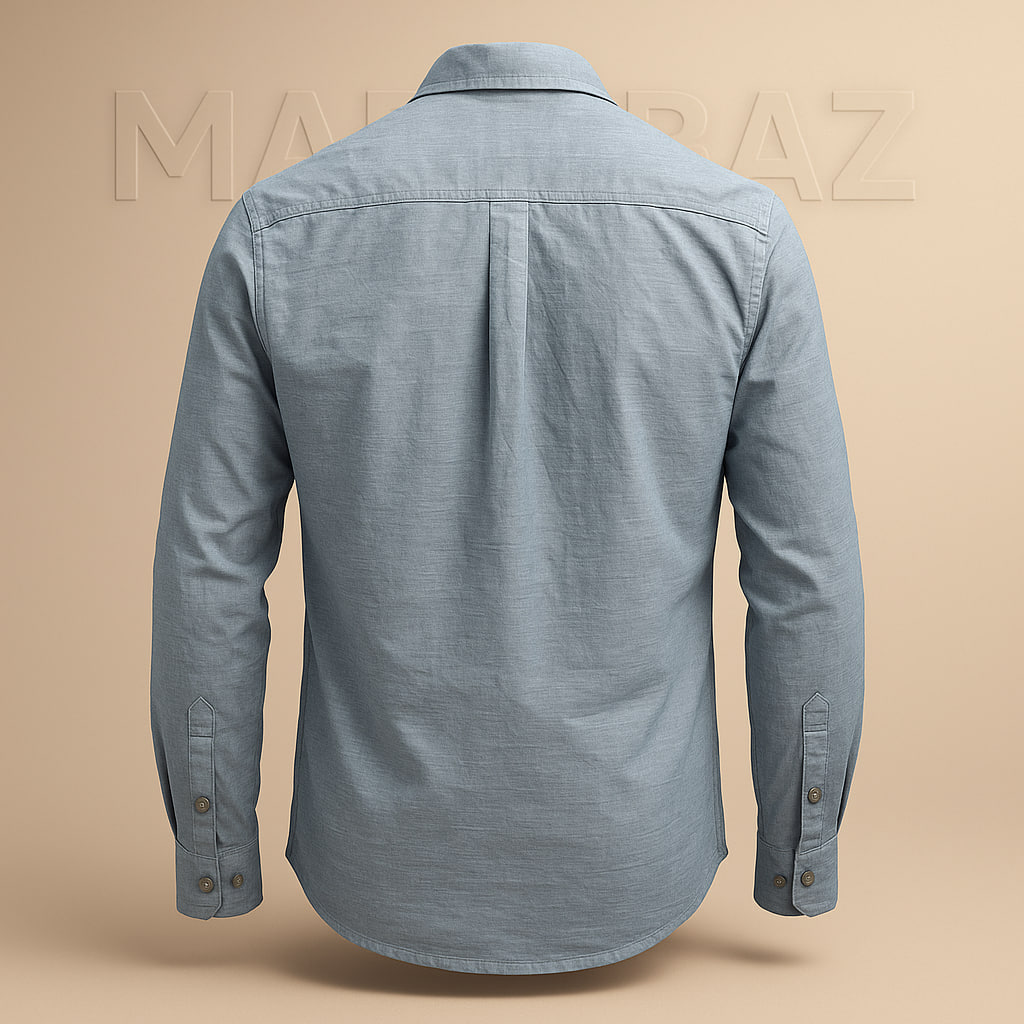 پیراهن مردانه اورجینال Eddie Bauer آمریکا مدل Classic Fit سایز S – پارچه 100% کتان خالص (Chambray Blue) مناسب استایل روزانه و رسمی